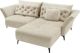 „Riess Ambiente“ „Marrakesh“ moderni kampinė sofa, 265 cm, smėlio spalvos aksominė, 3-vietė sofa su pagalvėlių ottomanu kairėje pusėje | 5 pagalvėlės, „Nosag“ spyruoklių pakaba, „Boho“ stilius, visiškai apmušta, lengvai prižiūrima, atlaiko iki 110 kg svor