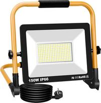„RIGIDON 150 W“ LED statybinis prožektorius, 15 000 LM nešiojamasis LED darbo prožektorius, LED prožektorius su kištuku, statybinis prožektorius, skirtas dirbtuvėms, statybvietei, garažui, sodui, 6000 K | 3 metrų kabelis, prožektorius, darbo prožektorius,