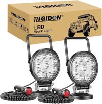 „RIGIDON“ 2 vnt. LED darbo žibintai su magnetiniu pagrindu, 12 V, 24 V, 4 coliai, 10 cm, 27 W LED prožektorius, visureigio apšvietimas automobiliams, visureigiams, keturračiams, traktoriams, sunkvežimiams, 4x4, valčių, 6000 K LED paieškos šviesos spinduly