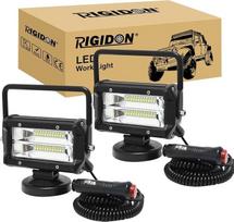 „RIGIDON“ 2x LED darbo žibintas su magnetiniu pagrindu, 5 colių, 72 W | plačios šviesos, maitinimas iš cigarečių degiklio, 5 metrų kabelis, 12 V, 24 V, visureigio apšvietimas, papildomi žibintai, skirti automobiliams, traktoriams, lengviesiems automobilia