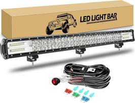 „RIGIDON“ 86 cm, 468 W LED šviesos juosta su laidų komplektu, LED darbo šviesos juosta, skirta 4x4 visureigiams, traktoriams, SUV, UTV, ATV, lengviesiems automobiliams, sunkvežimiams ir kitoms transporto priemonėms, 6000 K baltos spalvos papildomi priekin