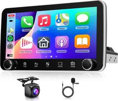 „Rimoody“ 2+64G automobilių radijas, 1 DIN, belaidis „CarPlay“, „Android Auto“, 10,36 colių IPS ekranas, pasukamas 360°, suderinamas su „iOS“ ir „Android“, „Mirror Link“, „Wi-Fi“, „Bluetooth“, GPS, FM/RDS, valdymas nuo vairo, atbulinės eigos kamera