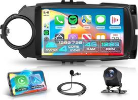 „Rimoody“ 4G + 128G „Android“ automobilių radijas, skirtas „Toyota Yaris“ (2012–2017 m.) modeliams, su belaidžiu „CarPlay“, „Android“, „CANbus“, 9 colių „Incell“ jutikliniu ekranu, radiju, GPS navigacija, „Wi-Fi“, „MirrorLink“, „Bluetooth“, FM/RDS/EQ/USB/