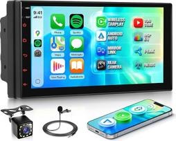 „Rimoody“ belaidis „CarPlay“ automobilių radijas (2 DIN) su „Android Auto“, „YouTube“, „Vi-Link“, „Bluetooth“, FM/RDS, DSP, EQ, 7 colių IPS jutikliniu ekranu, dvigubo DIN dydžio radijas su „MirrorLink“, USB/AUX/DVR, vairo valdymu ir atbulinės eigos kamera