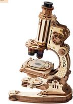 „Robotime“ mikroskopo surinkimo rinkinys suaugusiems, 260 dalių 3D medinis dėlionė su 40X/100X/400X didinimu, mokslinis modelis STEM besimokantiems, mechaninis eksponatas, dovana