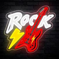 „Rock and Roll“ neono iškaba, muzikos gitara, reguliuojamo ryškumo LED šviesos iškaba, dovanos