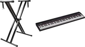 „Roland GO: PIANO 88“ skaitmeninis pianinas – skaitmeninis pianinas su 88 standartinio dydžio klavišais ir „RockJam“ dvigubai sutvirtintu reguliuojamu klaviatūros stovu su saugos fiksatoriais