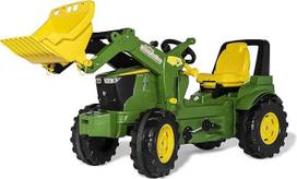 „Rolly Toys“ „RollyFarmtrac Premium“ „John Deere 7R“ 730032 pedalinis traktorius (su „rollyTrac“ krautuvu, skirtas vaikams nuo 3 metų, reguliuojamo ilgio ir aukščio sėdynė, „Whisper“ padangos), žalias