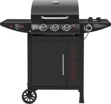„Royal Gourmet“ dujinis grilis su 3+1 degikliais ir vežimėliu, 11,5 kW galingumu, kempingo grilis su šoniniu degikliu, lauko dujinis grilis su kabliais, apatinė spintelė balkonui, vakarėliams, juodos spalvos