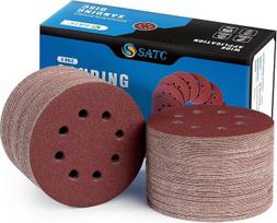 „S SATC“ 150 vnt. šlifavimo diskų, 80 grūdėtumo, su „Hook and Loop“ tvirtinimu, 12,7 cm skersmens, su 8 skylėmis, lipnus popierius, skirtas medžio apdirbimui ir automobilių pramonei