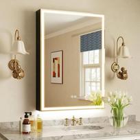 „S'bagno“ vonios veidrodinė spintelė 500 x 700 mm, apšviesta vonios sieninė spintelė su veidrodžiu, aliuminio lydinys, vidinė rozetė, apsauga nuo rasojimo, 3 spalvos, reguliuojamas apšvietimas, atminties funkcija, grūdintas HD stiklas
