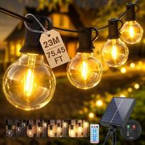 „SALCAR“ lauko saulės energija maitinamos dekoratyvinės lemputės, 23 m LED dekoratyvinės lemputės, atsparios vandeniui, 30 + 1 G40 lemputės, reguliuojamas apšvietimas su nuotolinio valdymo pultu, 8 režimai, saulės energija maitinamos dekoratyvinės lemputė