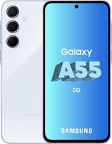 „Samsung A556B Galaxy A55 5G“ mobilusis telefonas, 256GB/8GB, dvi SIM kortelės, „Awesome Iceblue“, juodos spalvos