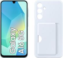 „Samsung Galaxy A16 5G“ išmanusis telefonas be sutarties, mobilusis telefonas su „Android“ operacine sistema, 50 MP pagrindinė kamera, 16,91 cm / 6,7 colio ekranas, 128GB, šviesiai žalia spalva + kortelių lizdo dangtelis, mėlyna spalva