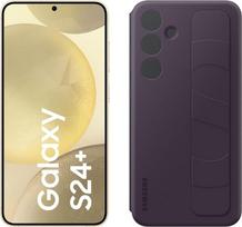 „Samsung Galaxy S24+“ AI išmanusis telefonas, 12GB RAM, 256GB atminties, gintaro geltonumo spalvos, 3 metų gamintojo garantija + „Standing Grip“ dėklas, tamsiai violetinės spalvos