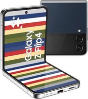 „Samsung Galaxy Z Flip4 Bespoke Edition“, „Android“ išmanusis telefonas be sutarties, 17,03 cm / 6,7 colio „Dynamic AMOLED“ ekranas, 3700 mAh baterija, 256GB / 8GB RAM, sidabrinės ir tamsiai mėlynos spalvos mobilusis telefonas [tik „Amazon“]