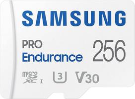 „Samsung PRO Endurance“ MB-MJ256KA/EU „MicroSD“ kortelė + SD adapteris, skirtas vaizdo stebėjimo sistemoms, automobilių vaizdo registratoriams ir kūno kameroms, UHS-I U3, „Full HD“ ir „4K UHD“, skaitymo greitis 100MB/s, rašymo greitis 40MB/s