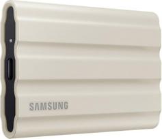 „Samsung“ nešiojamasis SSD „T7 Shield“, 1 TB, USB 3.2 Gen.2, skaitymo greitis 1050MB/s, rašymo greitis 1000MB/s, tvirtas išorinis kietasis diskas, skirtas naudoti lauke su „Mac“, kompiuteriais ir išmaniaisiais telefonais, smėlio spalvos, MU-PE1T0K/EU