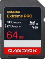 „SANDISK Extreme PRO“ SDXC UHS-II V60 kortelė, 64GB (skaitymo greitis iki 300MB/s, rašymo greitis iki 210MB/s, 4K UHD, Full HD, U3 C10 V60) Suderinama su DSLR ir beveidrodžiais fotoaparatais