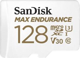 „SanDisk Max Endurance“ vaizdo stebėjimo kortelė, skirta automobilių vaizdo registratoriams ir namų stebėjimo sistemoms, 128GB „microSDXC“ atminties kortelė + SD adapteris, 60 000 valandų veikimo trukmė