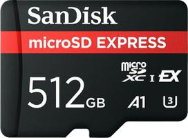 „SANDISK“ 512GB „microSD Express“ kortelė – suderinama su „Nintendo Switch 2“ | Skaitymo greitis iki 880MB/s, rašymo greitis iki 650MB/s, nepertraukiamo rašymo greitis iki 210MB/s, U3, C10