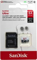 „SANDISK“ „Ultra MicroSDXC“ 64GB + SD adapteris, 100MB/s, 10 klasė, UHS-I, planšetiniams kompiuteriams, pakuotė