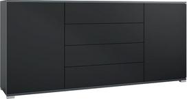 „Santo V2“ komoda su 2 durelėmis ir 4 stalčiais, antracito matinė / juodos matinės spalvos (166,5 x 75,5 x 35 cm)