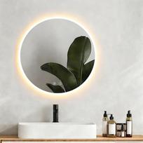 „Sanycasa“ apvalus veidrodis 60 x 60 cm su LED apšvietimu, vonios veidrodis su jutikliniu jungikliu, 3 šviesos spalvos (3000–6000 K), reguliuojamas apšvietimas, apsauga nuo rasojimo su atminties funkcija ir sprogimui atsparus stiklas [energetinė klasė E]