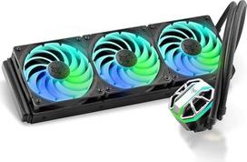 „Sapphire Nitro+ S360-A“ komplektinis vandens aušinimo rinkinys su ARGB apšvietimu, juodos spalvos – 360 mm, 24 cm, vandens aušinimo sistema, skirta stacionariems kompiuteriams ir nešiojamiesiems kompiuteriams