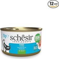 „Schesir“, tuno filė želėje, papildomas šlapias maistas katėms, „Original Recipe“, 100 % natūralus, 12 indelių po 70 g