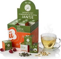 „Schlürf“ „Jantje“ aromatinė ekologiška žaliasis arbata su jazminais ir avietėmis – „Gastro Quality“ – 27 PLA piramidės formos arbatos maišeliai – PLA arbatos maišeliai, pagaminti iš augalinės žaliavos – atskirai supakuoti