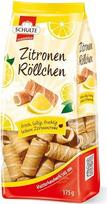 „Schulte Feingebäck“ citrinų ritinėliai, 175 g – vafliniai pyragėliai su citrinų kremu