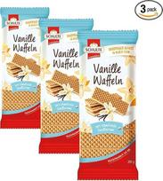 „Schulte Pastry“ vanilės vafliai, 200 g. Traškūs vafliai su vanilės kremu. Vafliai prie kavos ir arbatos (3 vnt. pakuotė)