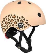 „Scoot and Ride“ XXS „Graphics“ šalmas, pagamintas iš plastiko be PVC, su LED lempute gale, leopardų spalvos, reguliuojamas dydis: 45 cm – 51 cm, 96561