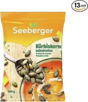 „Seeberger“ moliūgų sėklos be lukštų, 13 pakuočių rinkinys, traškios, nulupytos moliūgų sėklos, skirtos salotoms pagardinti arba užkandžiams – natūralios, veganiškos (13 x 200 g)