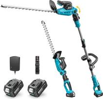 „SEESII 20 V“ teleskopinės gyvatvorių žirklės su akumuliatoriumi, „2-in-1“ konstrukcija, 53 cm, dvigubos
