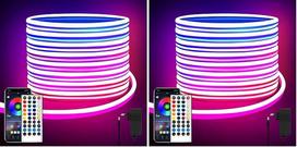 „segrass“ neoninė LED juosta, 20 m, su nuotolinio valdymo pultu / valdymu per programėlę (2 vnt. rinkinys)
