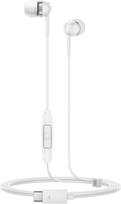 „Sennheiser CX 80U“ laidinės ausinės, USB-C jungtis, įmontuotas vieno mygtuko nuotolinis valdymas su mikrofonu, uždaros ausinės su pasyviąja triukšmo slopinimo funkcija – baltos spalvos