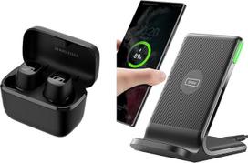 „Sennheiser CX Plus“ visiškai belaidės „Bluetooth“ ausinės: muzikos klausymasis ir skambinimas su aktyviąja triukšmo slopinimo funkcija bei „INIU“ belaidžio įkrovimo stovu