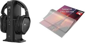 „Sennheiser RS 175“ skaitmeninės belaidės ausinės, dengiančios ausis, ir „Albyco“ – A4 formato laminavimo maišeliai, 160 mikronų storio – 100 vnt. pakuotė – A4 formato blizgios plėvelės