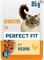 „Sensitive 1+“ kačių maisto porcijų maišeliai, 12 x 85 g vištienos ir morkų gabaliukų padaže (12 maišelių pakuotė)