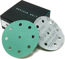 „Serious Grit“ 125 mm 9 skylių šlifavimo diskai P100 – šlifavimo popierius, tinkantis „Festool“ ETS/ROTEX 125 ekscentrinėms šlifavimo mašinoms – 50 vnt. pakuotė | „Serious Grit“ „Klett“ šlifavimo diskai, suderinami su „Festool“ šlifavimo mašinomis - Skirt