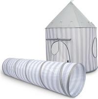 „Set Grey“ tunelis ir žaidimų palapinė vaikams, žaidimų namelis vidaus ir lauko žaidimams, sulankstoma žaidimų palapinė vaikams su 180 cm „Pop Up“ tuneliu, kamuoliukų baseinu ir sodo žaislais