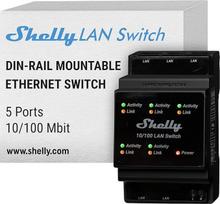 „Shelly“ LAN komutatorius | Ethernet tinklo komutatorius, skirtas montuoti ant DIN bėgelio (10/100Mbps) | 5 RJ45 jungtys | 110 V – 230 V | Papildomo adapterio nereikia | Lengvas montavimas | „Plug & Play“