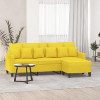 „ShGaxin“ 3201094 trijų vietų sofa su pufu, šviesiai geltona, 180 cm, audinio apmušalas, sofos ir kušetės, svetainės sofa, sofa paauglio kambariui, poilsio sofa, sofa miegamajam, minkšta sofa