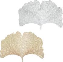 „SHINEOFI“ stalo servetėlės iš sidabrinės spalvos PVC, lengvai valomos, 2 vnt., ginkgo lapo formos, neslystančios, skirtos kaip dekoratyvinė stalo puošmena