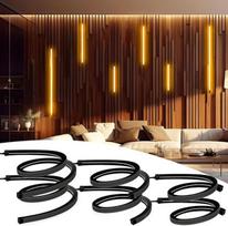 „SHUNLEE“ 6 ritinėliai juodos neoninės LED juostos akustiniams paneliams, „WiFi“ 2700K šiltos baltos spalvos LED juostos akustinių panelių apšvietimui, lankstus neoninis silikonas akustiniams paneliams, sienų plokštės (40 cm × 2 + 60 cm × 2 + 100 cm × 2)