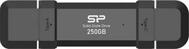„Silicon Power“ DS72 250GB nešiojamasis SSD kietasis diskas, USB 3.2 Gen 2, Type-C/Type-A, juodos spalvos