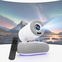 „Silvergear®“ mini projektorius, „Full HD 1080p“ išmanusis projektorius su automatiniu fokusavimu ir trapecijos iškraipymų korekcija, kompaktiškas projektorius su „Wi-Fi“ ir „Bluetooth 5.4“, 508 cm, namų kino ekrano vaizdas, LED aplinkos apšvietimas, HDMI