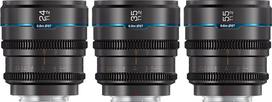 „SIRUI Night Walker Cine“ objektyvų rinkinys su rankiniu fokusavimu, 24 mm, 35 mm, 55 mm, T1.2 objektyvas su didele diafragma ir fiksuoto židinio nuotolio objektyvas „S35“ kadrui, skirtas „E Mount FX30“, ZV-E10, A6400, A6700 (MS-3SEG, pilkos spalvos)